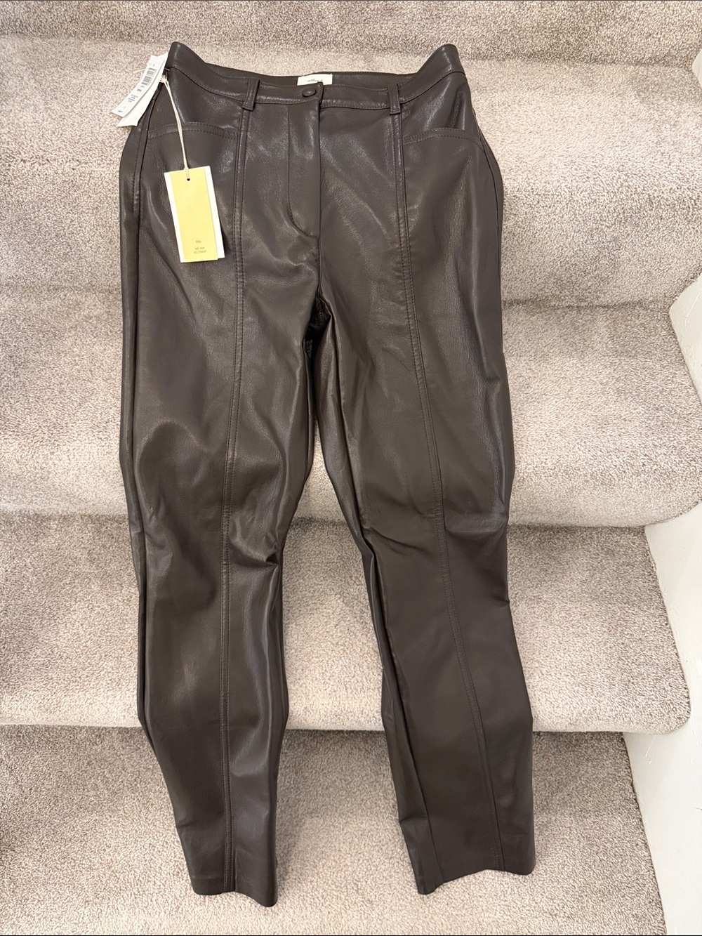 Wilfred Faux Leather Trousers - Dark Brown